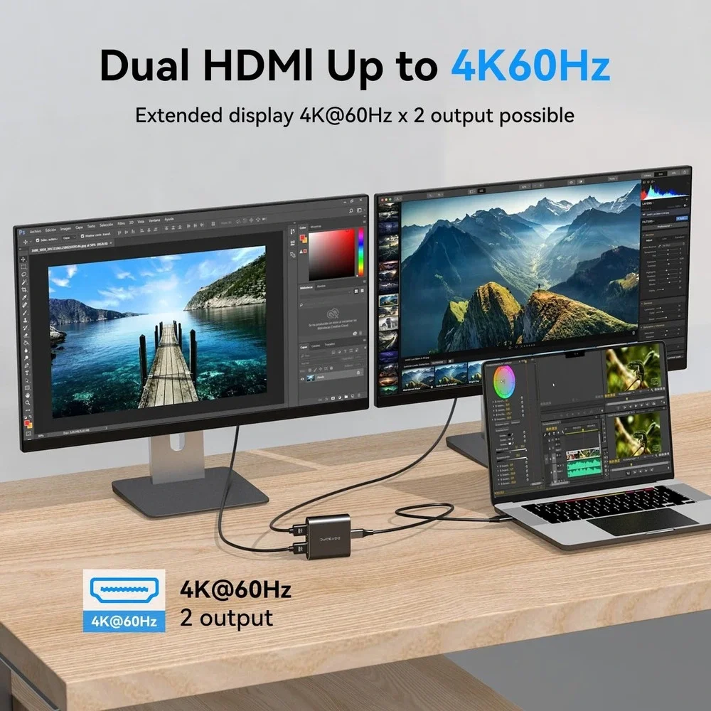 DGYBDFC USB-C to Dual‎ HDMI 4K 60Hz Converter Tech Accessory Gadget New